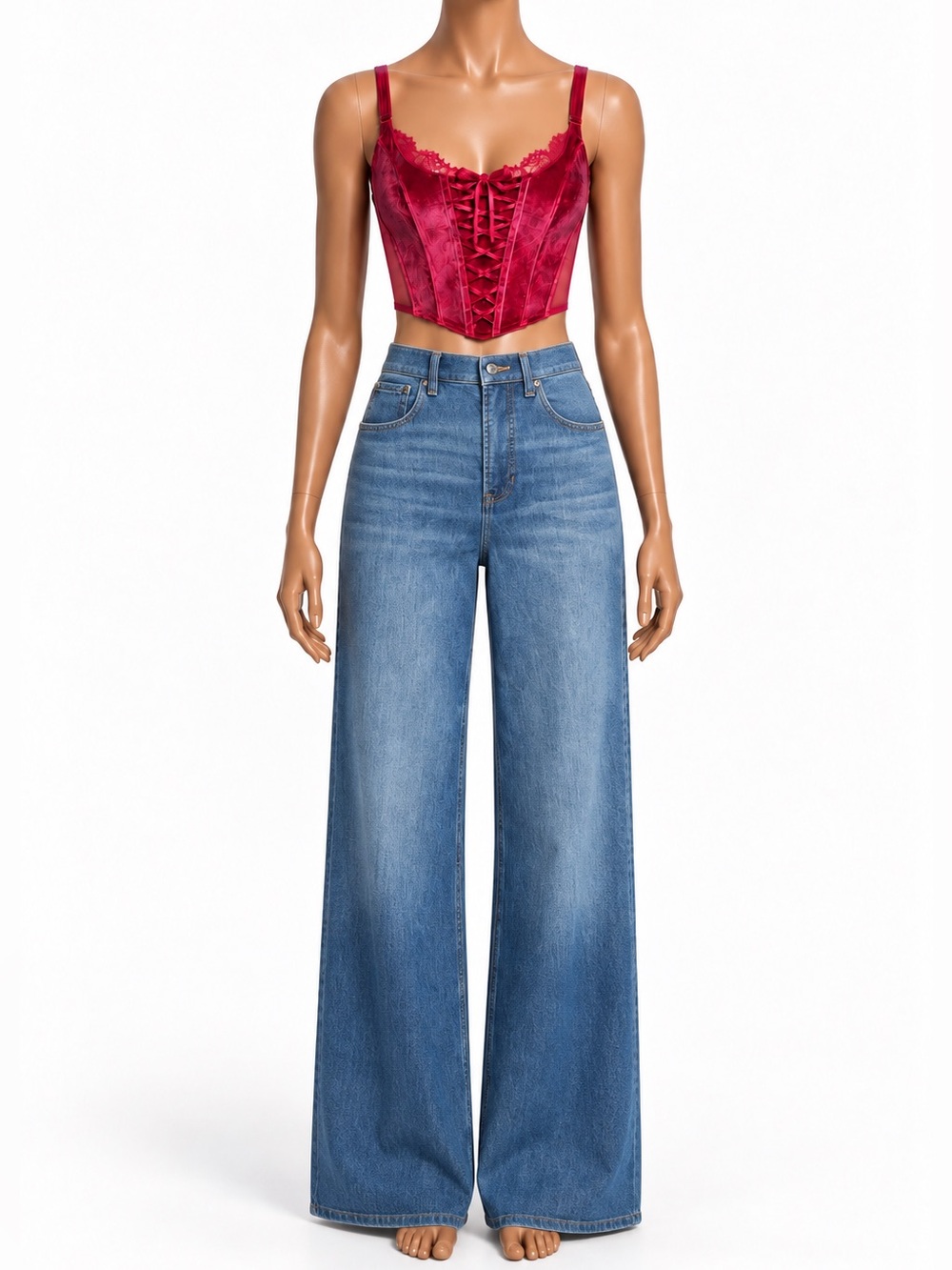 Victoria's Secret Angels Unlined Lace-Up Velvet Corset Top